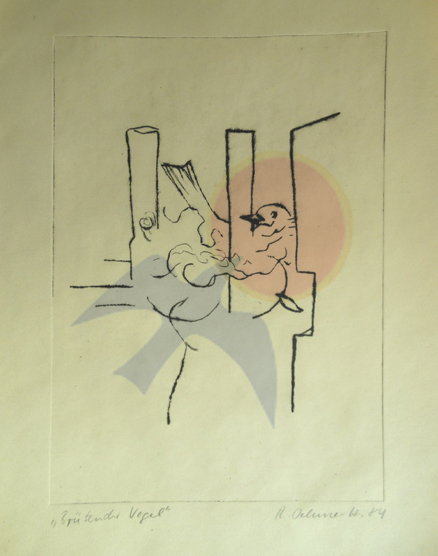 2. Radierung ,,Brütender Vogel,, 1984, 27x19,2 cm (37x27,3).jpg